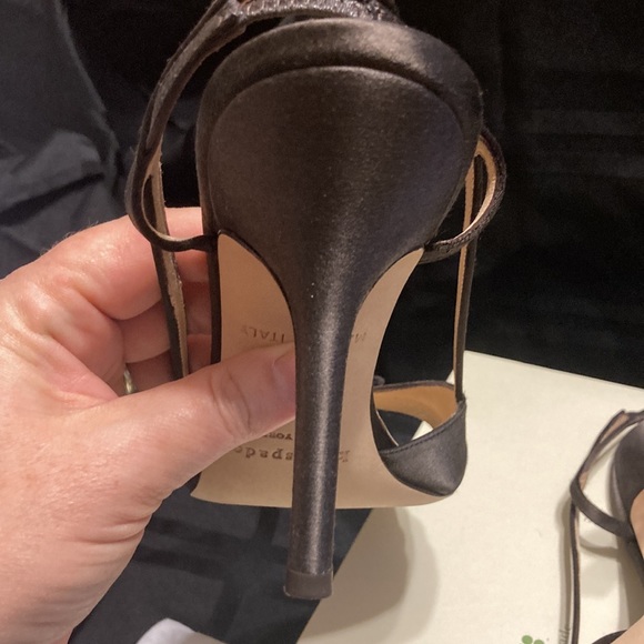 Kate Spade chocolate brown satin heels with bow accent 9.5M - worn once - Picture 5 of 7